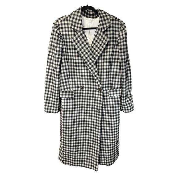 NWT BeachLunchLounge Tyler Plaid Wool Blend Coat Black White Checkered XL/TG🖤🤍 - Picture 8 of 11